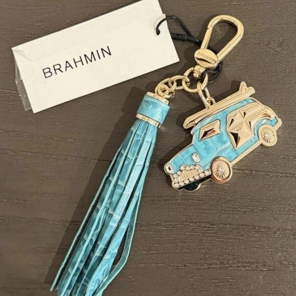 $125 Brahmin Melbourne Copa Car Tassel Bag Charm Key Fob Mermaid Green NWT! - Picture 7 of 11